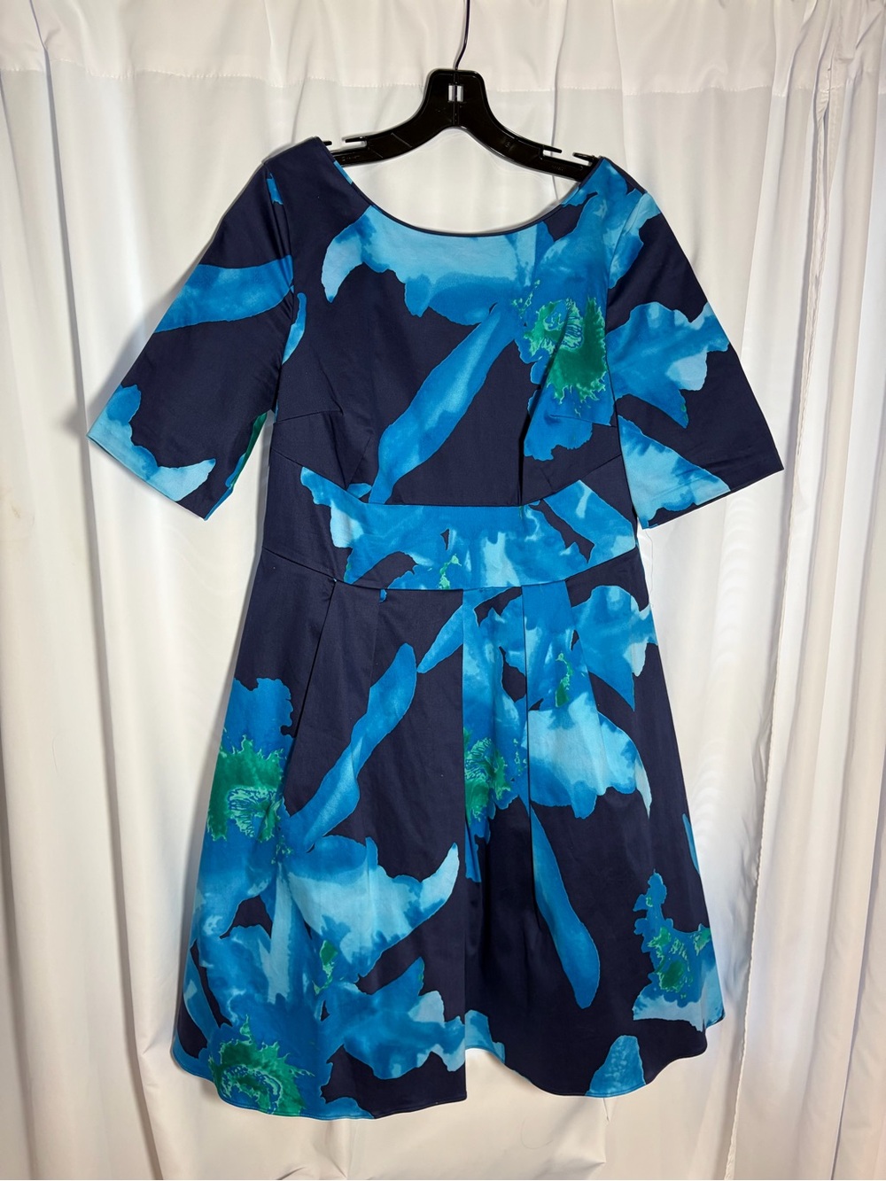 COAST Navy Blue & Light Blue Watercolor Structured  Dress size 12